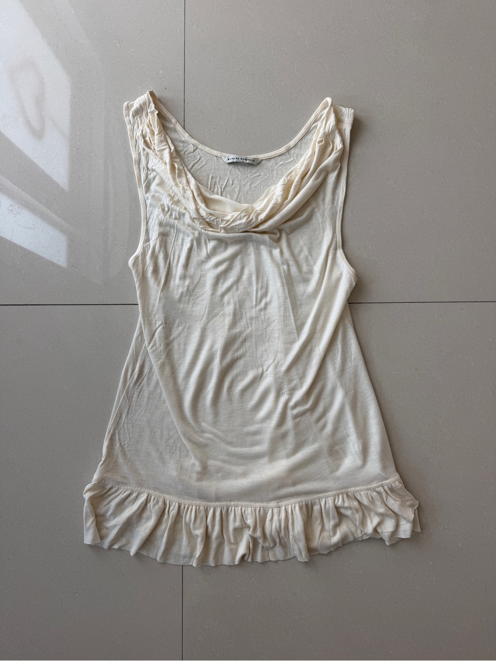 Banana Republic Cream Cowl-Neck Ruffle Hem Tank